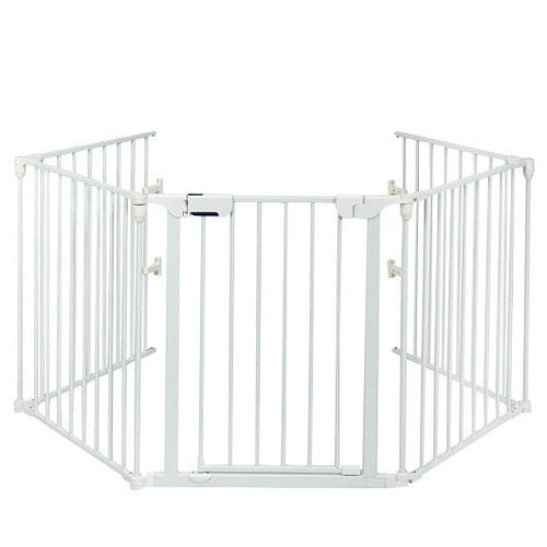 115 Inch Length 5 Panel Adjustable Wide Fireplace Fence-Black