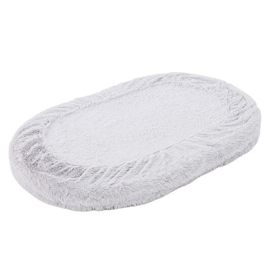 Washable Fluffy Human Dog Bed with Soft Blanket and Plump Pillow-Brown